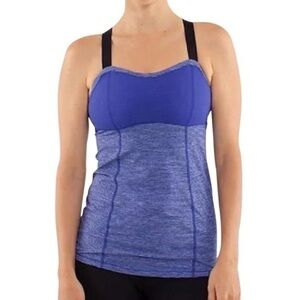LULULEMON Pigment Tonya Blue Stripe Run Catch Me Activewear Tank Top Sz 6